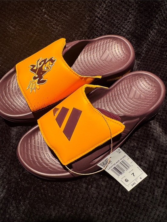 adidas Lightblaze Maroon/Gold Arizona State Slide Sandals Sz 6 NWOB NWT IH7112